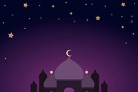 Purple mosque silhouette background vector Eid Mubarak and Ramadan Kareem illustration