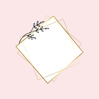 Gold square frame with simple flower drawing