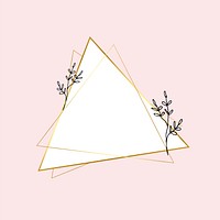 Gold triangle frame with simple flower drawing