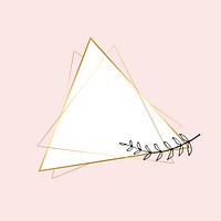 Gold triangle frame psd with simple flower drawing 