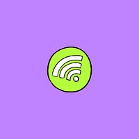 Green wifi icon psd circle doodle sticker