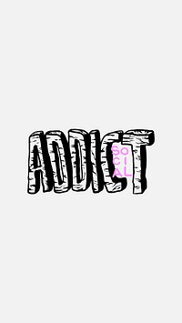 Social media addiction background typography in black