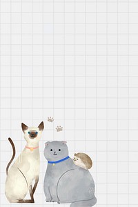 Cat background vector with cute siamese and scottish fold illustrations