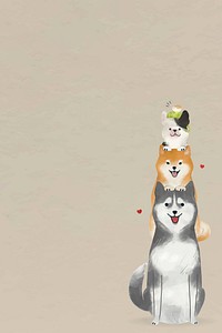 Hand drawn dog background vector with cute pets illustration