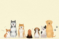 Pets background psd with cute dog illustrations