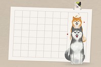 Frame on paper note psd with cute animals illustration