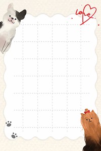 Dog frame paper note psd with cute animals