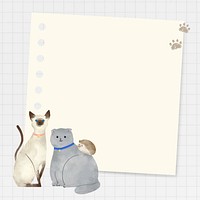 Frame on paper note psd with cute cats illustration