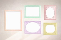 Frame mockup psd, wall decor set in pastel