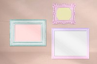 Frame mockup psd, wall decor set in pastel