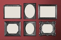 Picture frame mockup psd, black Gothic style, home decor set