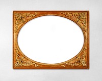 Antique picture frame mockup psd, vintage wood carving 