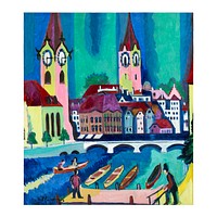 Ernst Ludwig Kirchner painting, vintage Zurich wall decor