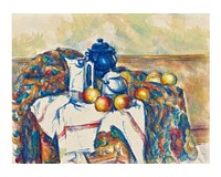 Paul Cézanne painting, Still Life with Blue Pot impressionist wall art print decor