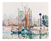 Paul Signac poster, famous landscape painting La Rochelle (1911). Original from Barnes Foundation. Digitally enhanced by rawpixel.