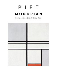 Piet Mondrian poster, printable Composition Gray-Red painting (1935). Original from The Art Institute of Chicago. Digitally enhanced by rawpixel.