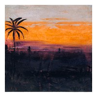 Thayer sunset art print. Sky and Red Flamingoes (1905&ndash;1909) painting in high resolution by Abbott Handerson Thayer. Original from the Smithsonian Institution. Digitally enhanced by rawpixel.