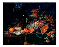 Abraham Mignon at print. Fruits and oysters (1660-1679). Original from The Rijksmuseum. Digitally enhanced by rawpixel.