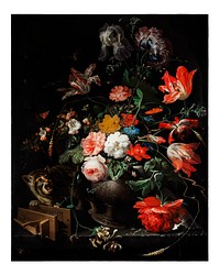 Overturned Bouquet art print by Abraham Mignon (1660&ndash;1679). Original from The Rijksmuseum. Digitally enhanced by rawpixel.