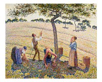 Camille Pissarro poster, printable famous Apple Harvest painting (1888). Original from the Dallas Museum of Art. Digitally enhanced by rawpixel.