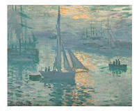 Sunrise wall art, Claude Monet's famous painting (1873). Original from the J.Paul Getty Museum. Digitally enhanced by rawpixel.
