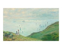 Claude Monet art print, Cliffs at Pourville painting (1882). Original from the National Gallery of Art. Digitally enhanced by rawpixel.