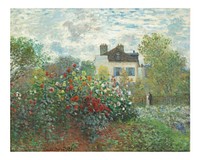 Claude Monet art print, the famous The Artist's Garden in Argenteuil painting (1873). Original from the National Gallery of Art. Digitally enhanced by rawpixel.