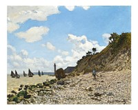 Claude Monet poster,  famous The Beach at Honfleur painting (1864&ndash;1866). Original from the Los Angeles County Museum of Art. Digitally enhanced by rawpixel.