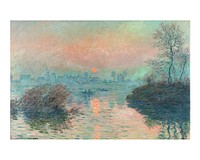 Claude Monet sunset poster, Sun setting on the Seine at Lavacourt painting (1880). Original from The Public Institution Paris Mus&eacute;es. Digitally enhanced by rawpixel.