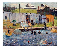 The Bathing Hour poster, William James Glackens's famous painting (1910). Original from Barnes Foundation. Digitally enhanced by rawpixel.