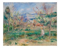 Renoir landscape art print, printable famous painting (1900&ndash;1905) by Pierre-Auguste Renoir. Original from Barnes Foundation. Digitally enhanced by rawpixel.