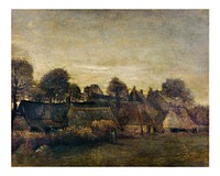 Van Gogh art print, Farming Village at Twilight painting (1884). Original from The Rijksmuseum. Digitally enhanced from our own original publication.