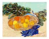 Van Gogh art print, vintage Oranges and Lemons wall decor (1889). Original from The National Gallery of Art. Digitally enhanced by rawpixel.