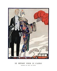 Vintage fashion art deco art poster, remix from the artwork of George Barbier