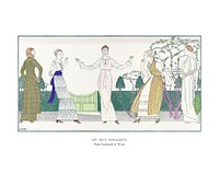 Vintage women fashion poster, Art Nouveau remix from the artwork of Bernard Boutet de Monvel