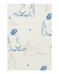 Woman line art poster, vintage pattern design