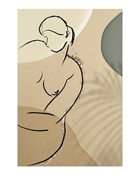 Feminine line art poster, vintage pattern design