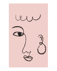 Face sketch art print, pink design 