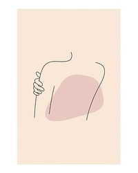 Woman line art poster, minimal hand drawn illustration