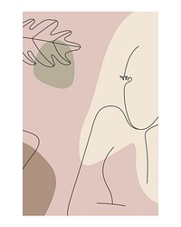 Woman & leaves poster, feminine hand drawn illustration