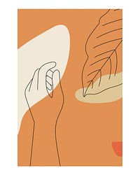 Hand & leaf wall art, minimal hand drawn illustration