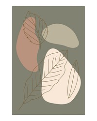 Leaves poster, minimal hand drawn illustration