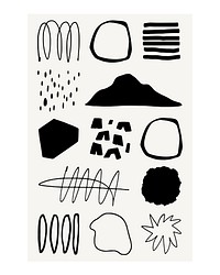 Abstract wall art, minimal modern Nordic doodle design