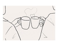 Coffee art print, Valentine&rsquo;s date line drawing