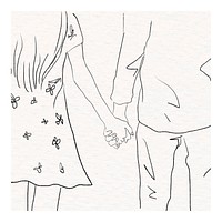 Love wall art drawing, romantic couple illustration