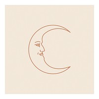 Crescent moon art print, celestial line art