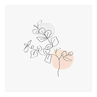 Leaves line art poster, minimal hand drawn illustration