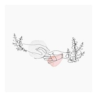 Hands & leaves wall art, minimal hand drawn illustration