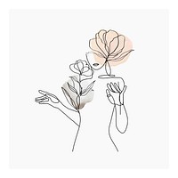 Feminine poster, woman and flower line art