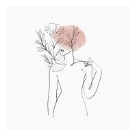 Aesthetic wall art, feminine line drawing